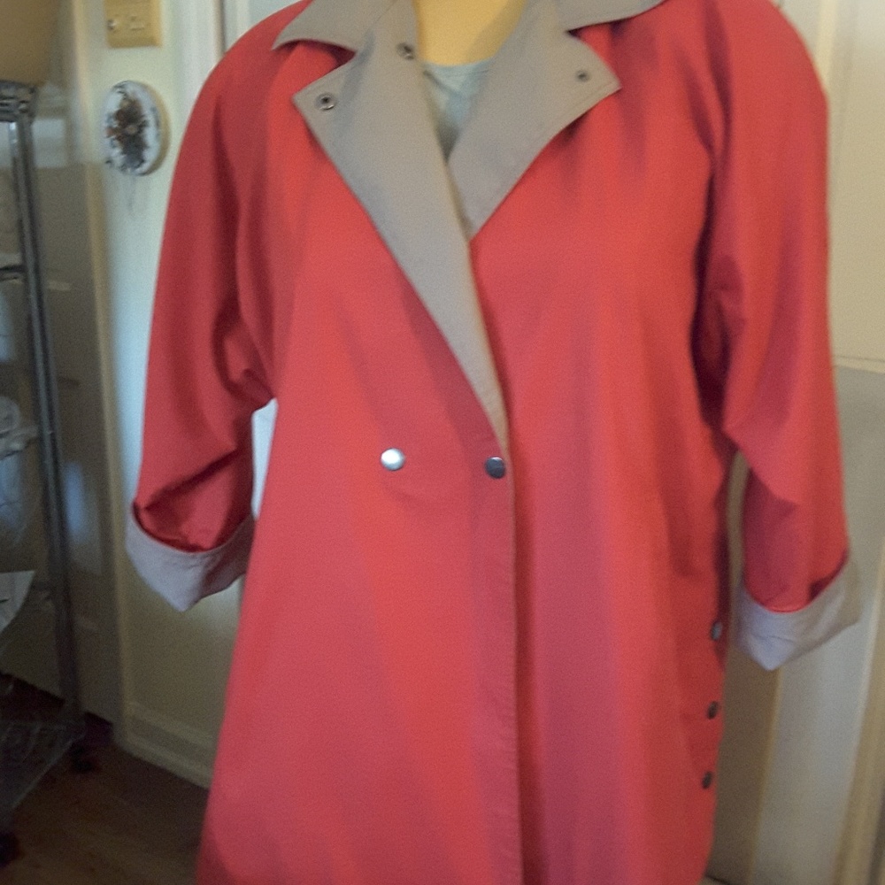 Lovely red and tan light jacket.  16W